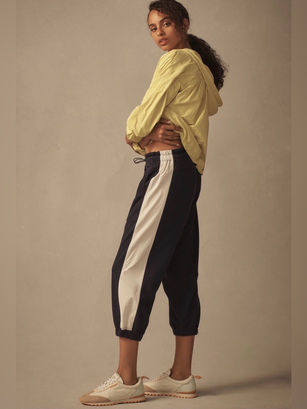 Anthropologie Navy Track Joggers with White Side Stripe - Picture 5 of 11